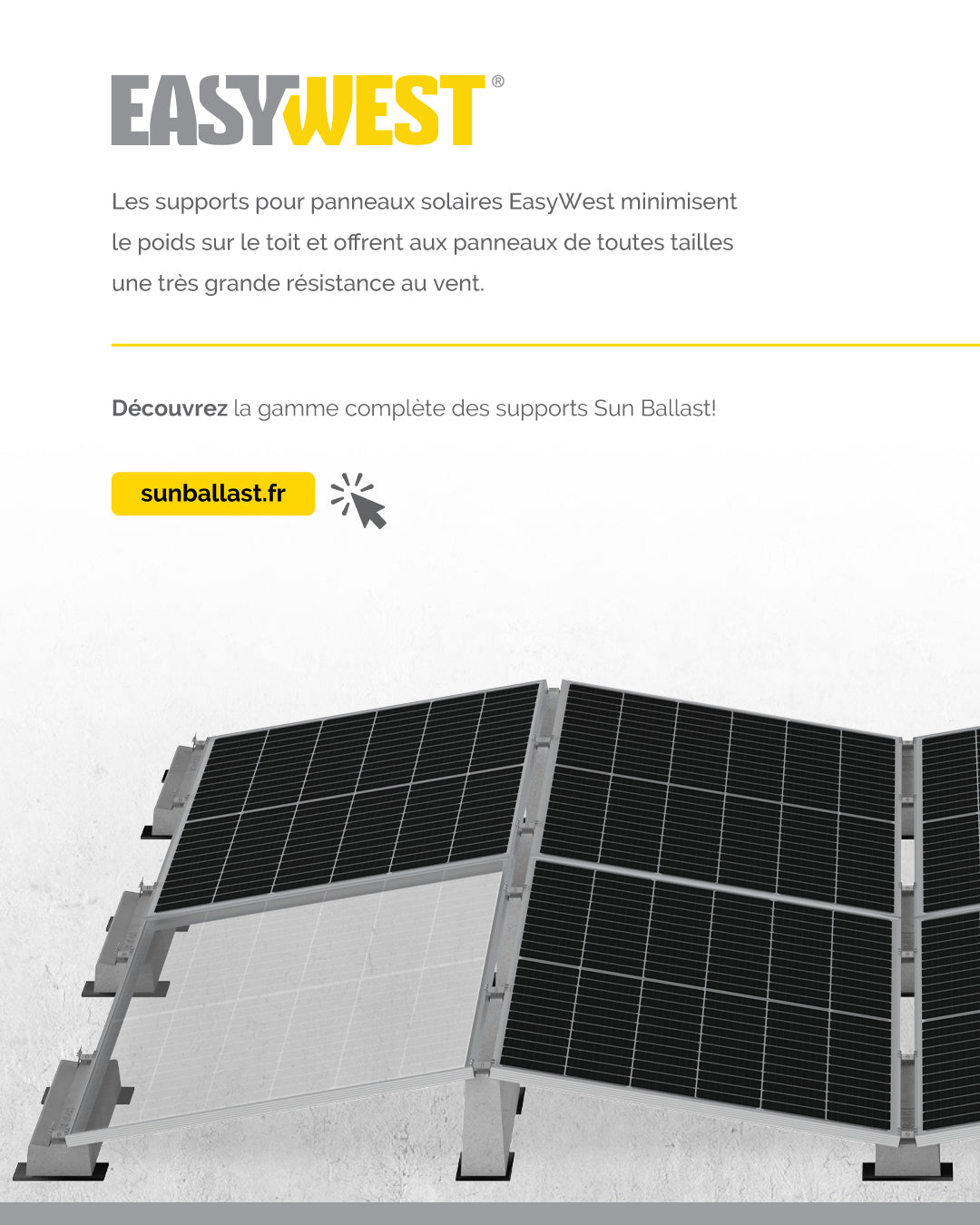 Système de montage Sun Ballast EasyWest pour Toiture plate de 10°