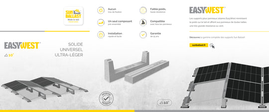 Système de montage Sun Ballast EasyWest pour Toiture plate de 10°