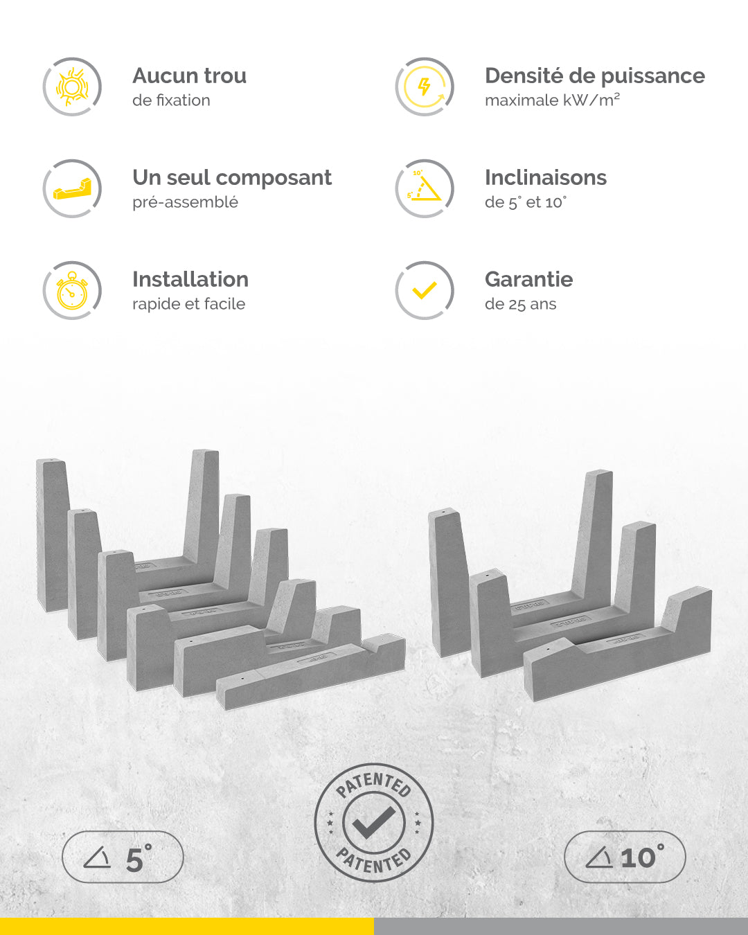 Système de montage Sun Ballast Voile à 11° – Toiture plate